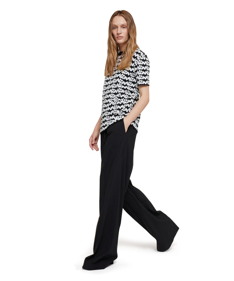 Black MSGM Fresh Wool Pleated Pants With Logoed Elastic Waistband | USA_MSGM32045