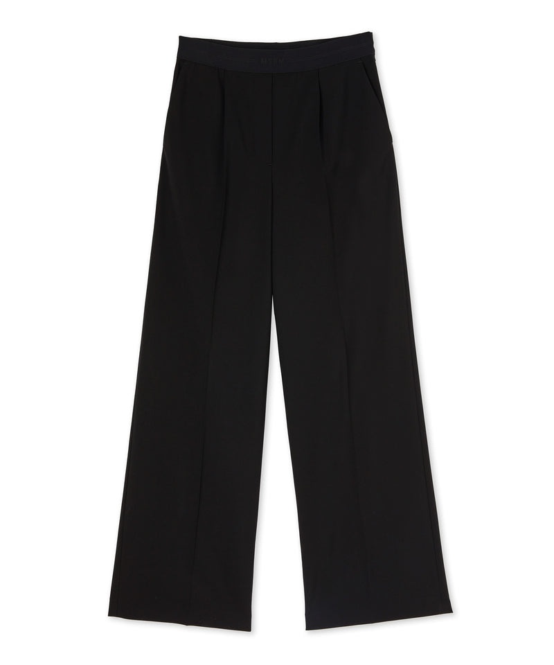 Black MSGM Fresh Wool Pleated Pants With Logoed Elastic Waistband | USA_MSGM32045