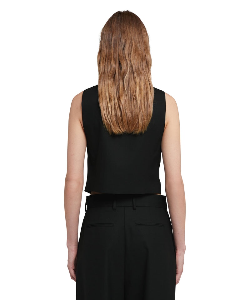 Black MSGM Fresh Wool Vest With Daisy Print | USA_MSGM53025