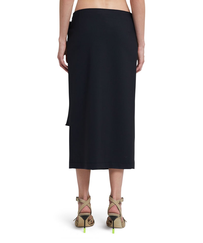 Black MSGM Fresh Wool Wrap Midi Skirt | USA_MSGM87360