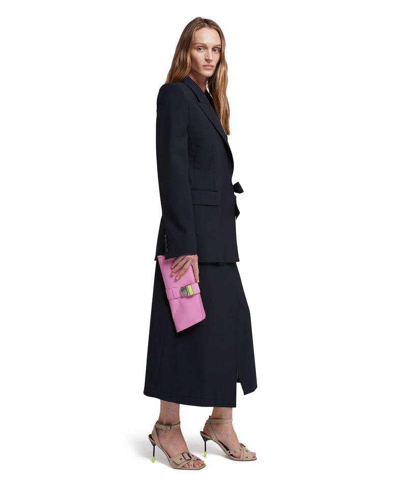 Black MSGM Fresh Wool Wrap Midi Skirt | USA_MSGM87360