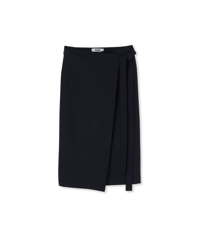 Black MSGM Fresh Wool Wrap Midi Skirt | USA_MSGM87360