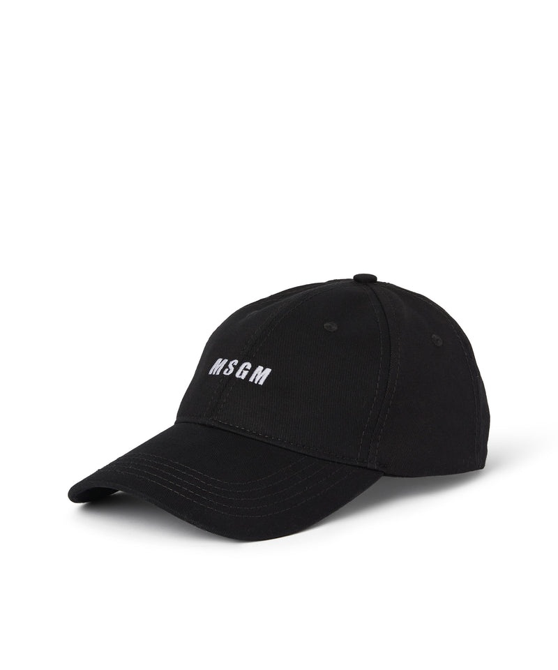 Black MSGM Gabardine Cotton Baseball Cap With Embroidered Label | USA_MSGM50700