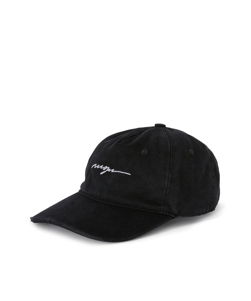 Black MSGM Gabardine Cotton Baseball Cap With Embroidered Label | USA_MSGM15764