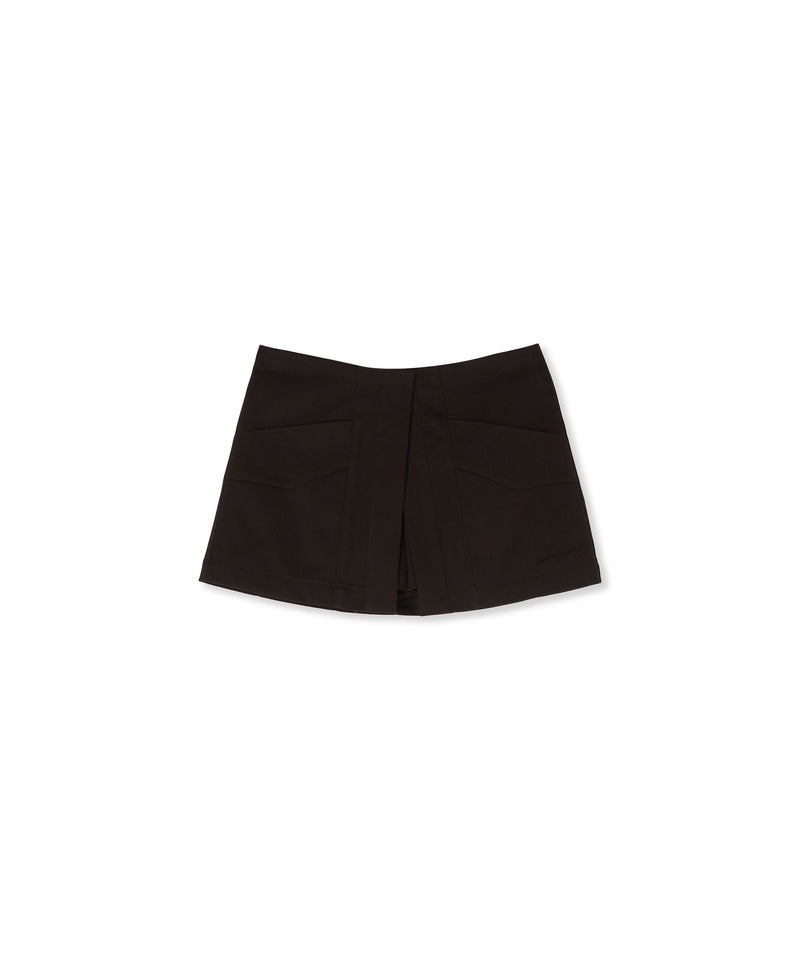 Black MSGM Gabardine Cotton Wrap-effect Shorts | USA_MSGM58525