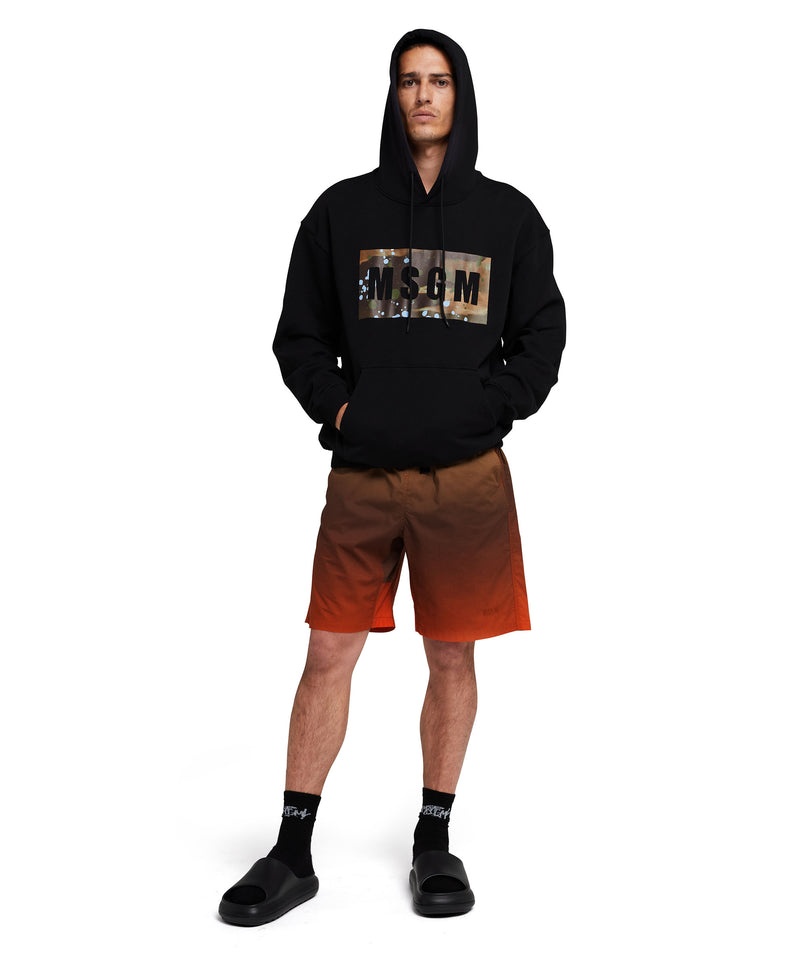 Black MSGM Hooded Sweatshirt With Camo Box Logo | USA_MSGM84292