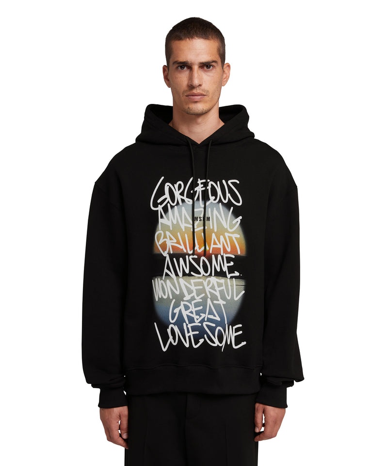 Black MSGM Hooded Sweatshirt With Gorgeous Amazing Awesome Sunset Graphic | USA_MSGM79219