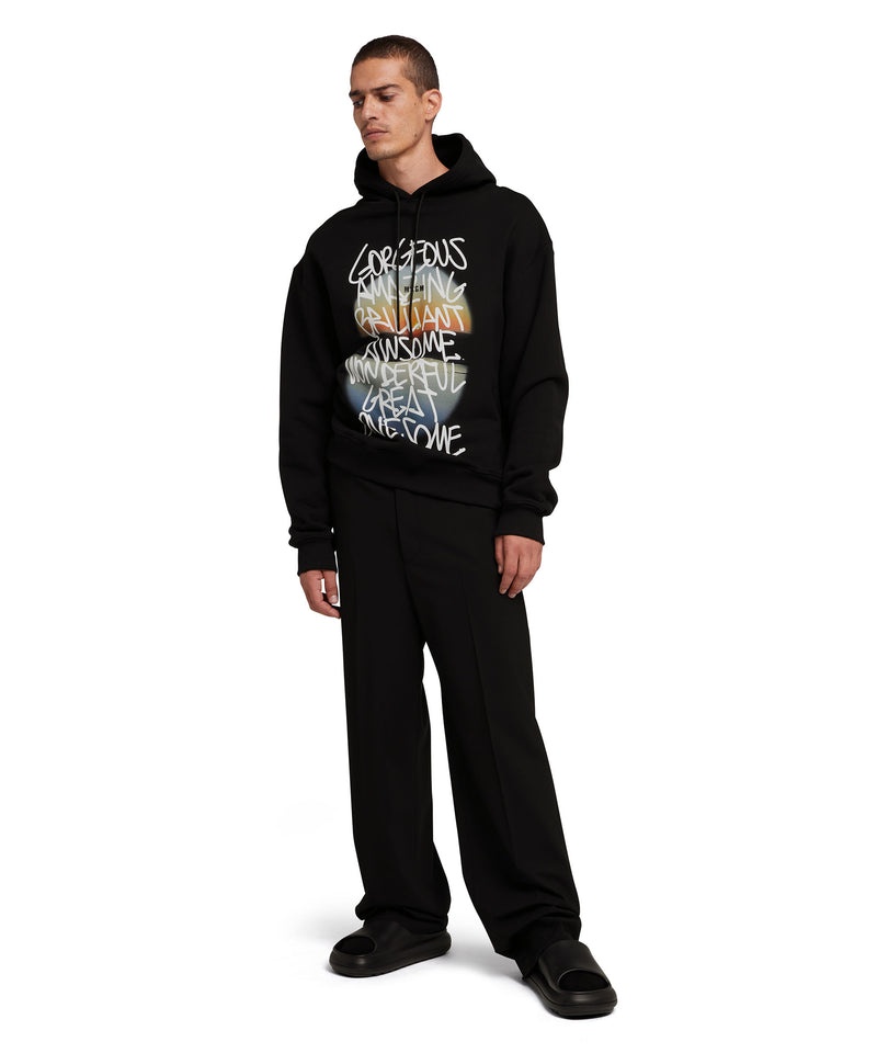 Black MSGM Hooded Sweatshirt With Gorgeous Amazing Awesome Sunset Graphic | USA_MSGM79219