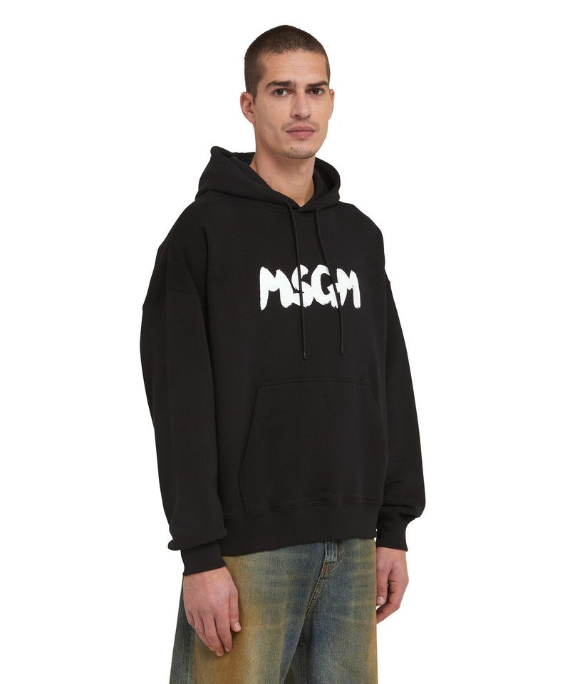 Black MSGM Hooded Sweatshirt With New Brushstroke Logo | USA_MSGM16245