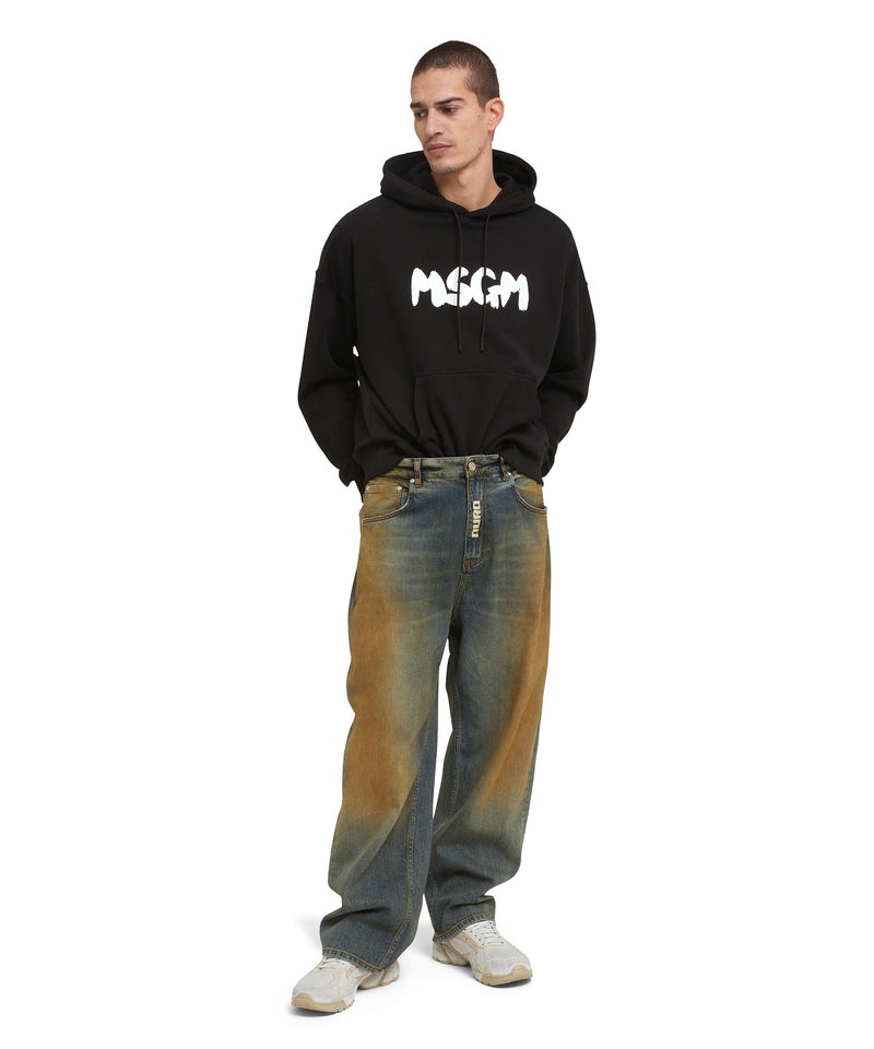 Black MSGM Hooded Sweatshirt With New Brushstroke Logo | USA_MSGM16245