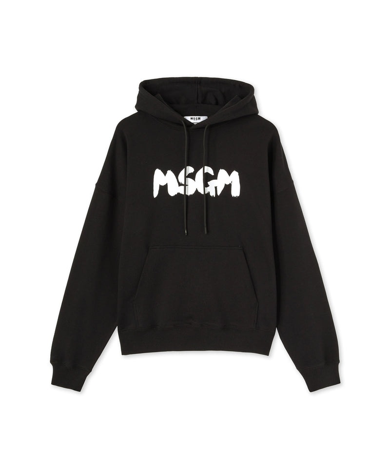 Black MSGM Hooded Sweatshirt With New Brushstroke Logo | USA_MSGM16245