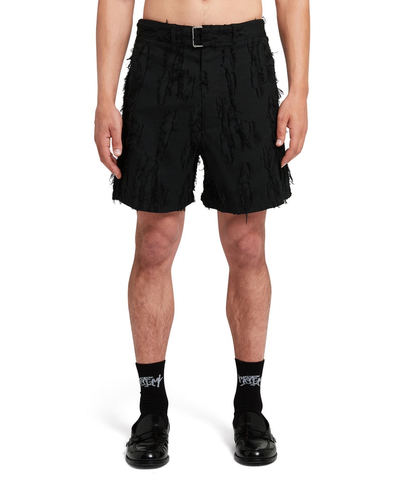 Black MSGM Jacquard Fil Coupè Cotton Shorts | USA_MSGM74677