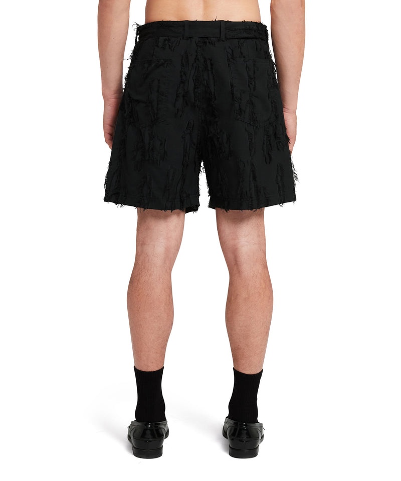 Black MSGM Jacquard Fil Coupè Cotton Shorts | USA_MSGM74677