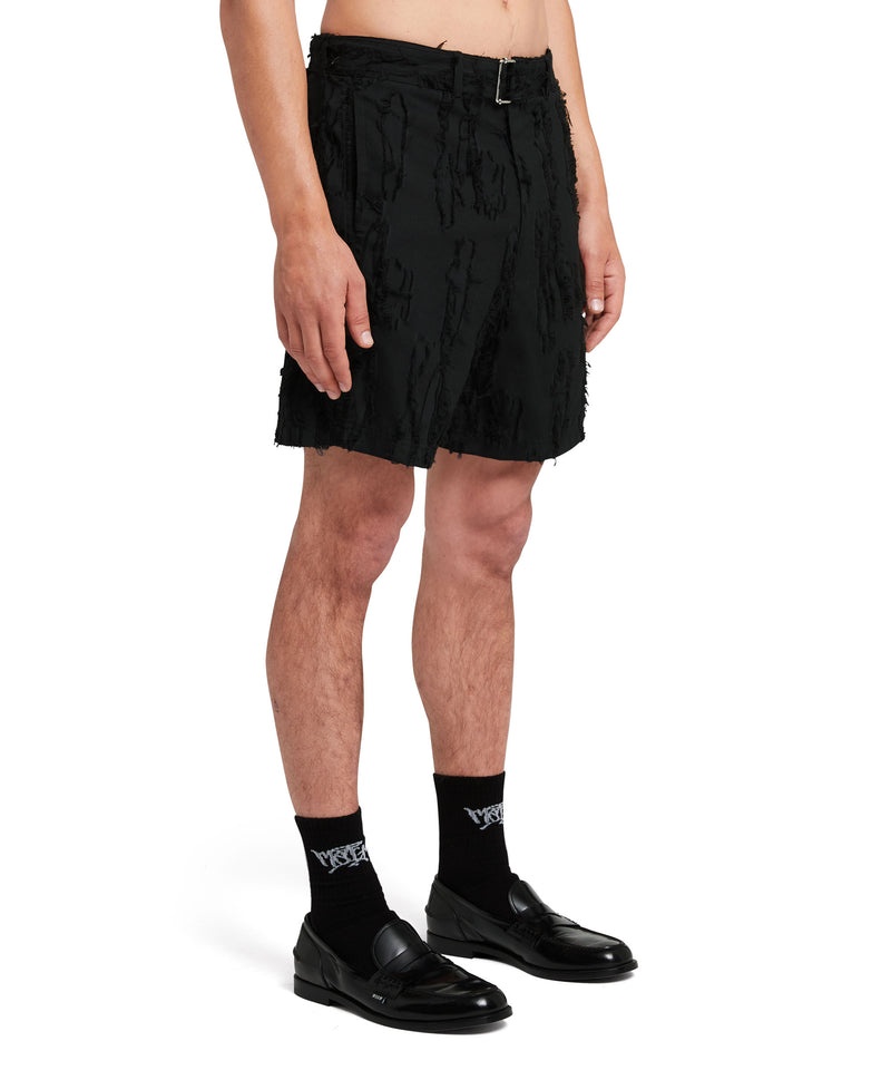 Black MSGM Jacquard Fil Coupè Cotton Shorts | USA_MSGM74677