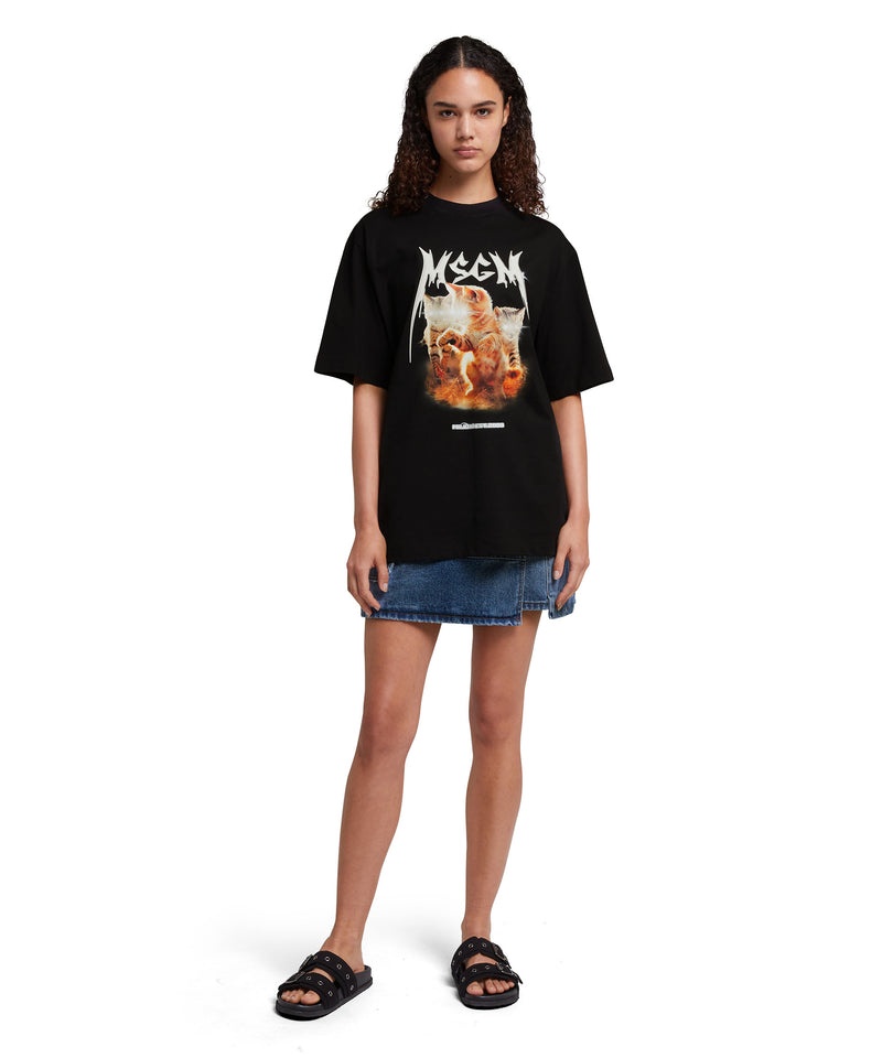 Black MSGM Laser Eyed Cat Graphic | USA_MSGM27489