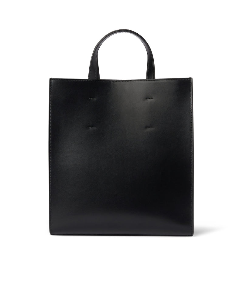 Black MSGM Leather Tote Bag | USA_MSGM96717