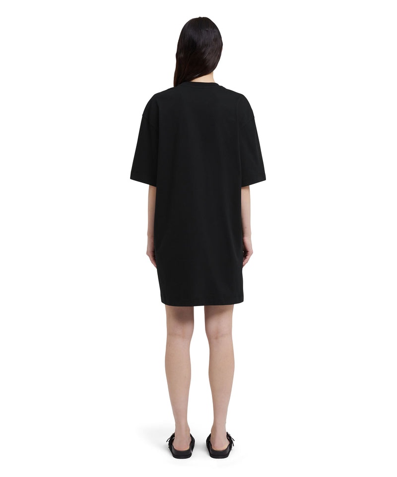 Black MSGM Long Dress With Brushstroke Logo | USA_MSGM89748