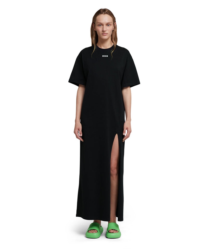 Black MSGM Long Dress With Logo | USA_MSGM77280