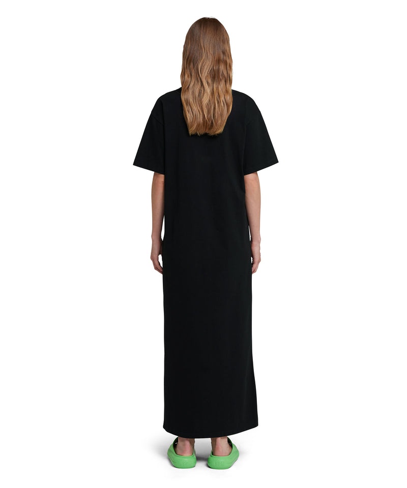 Black MSGM Long Dress With Logo | USA_MSGM77280