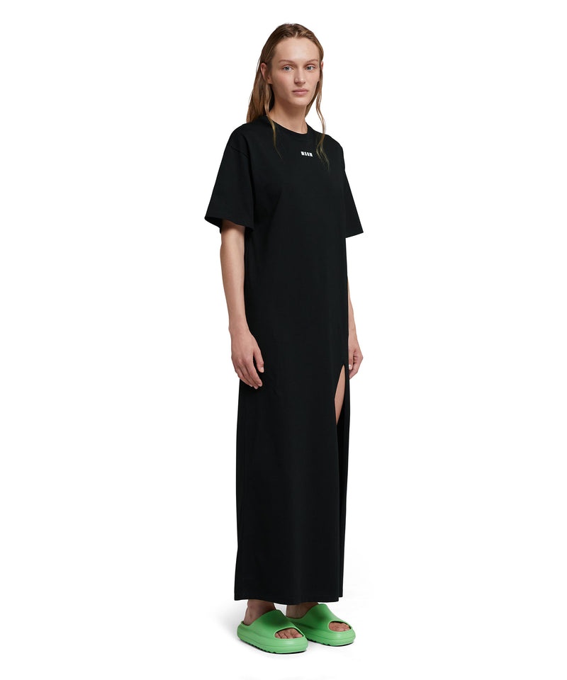 Black MSGM Long Dress With Logo | USA_MSGM77280