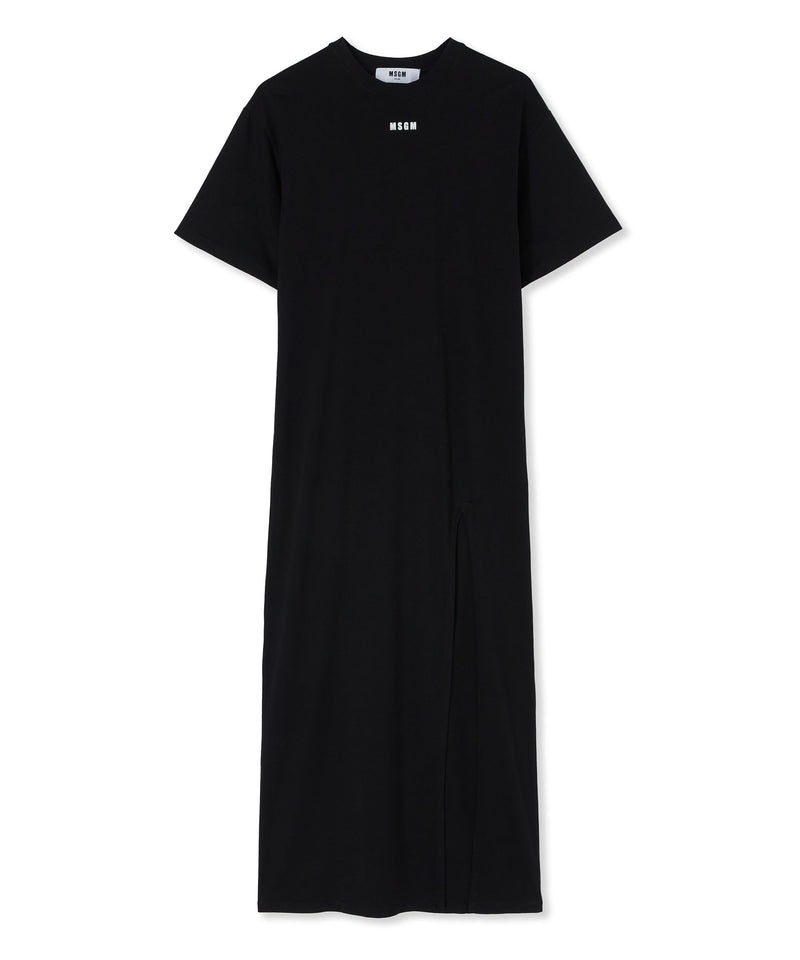 Black MSGM Long Dress With Logo | USA_MSGM77280