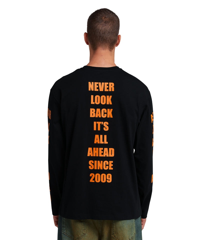 Black MSGM Long Sleeve Never Look Back Graphic | USA_MSGM46346