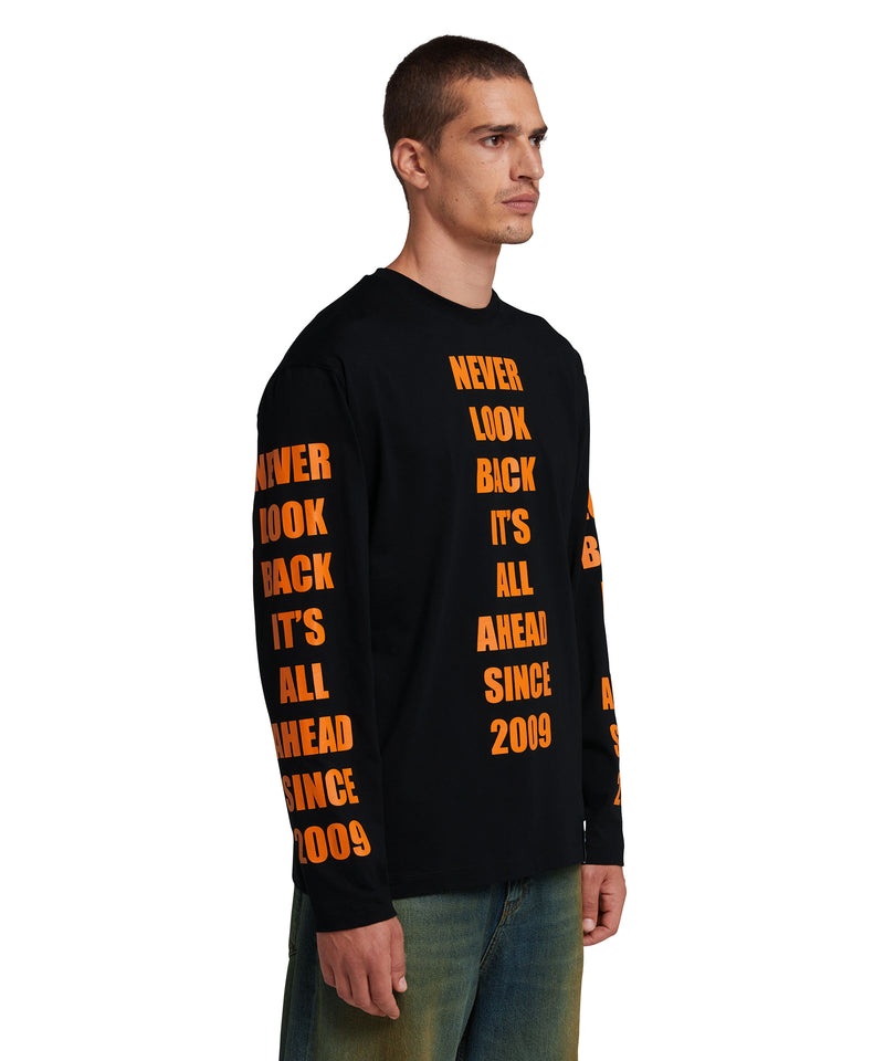 Black MSGM Long Sleeve Never Look Back Graphic | USA_MSGM46346