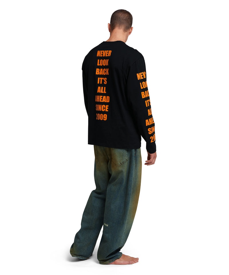 Black MSGM Long Sleeve Never Look Back Graphic | USA_MSGM46346