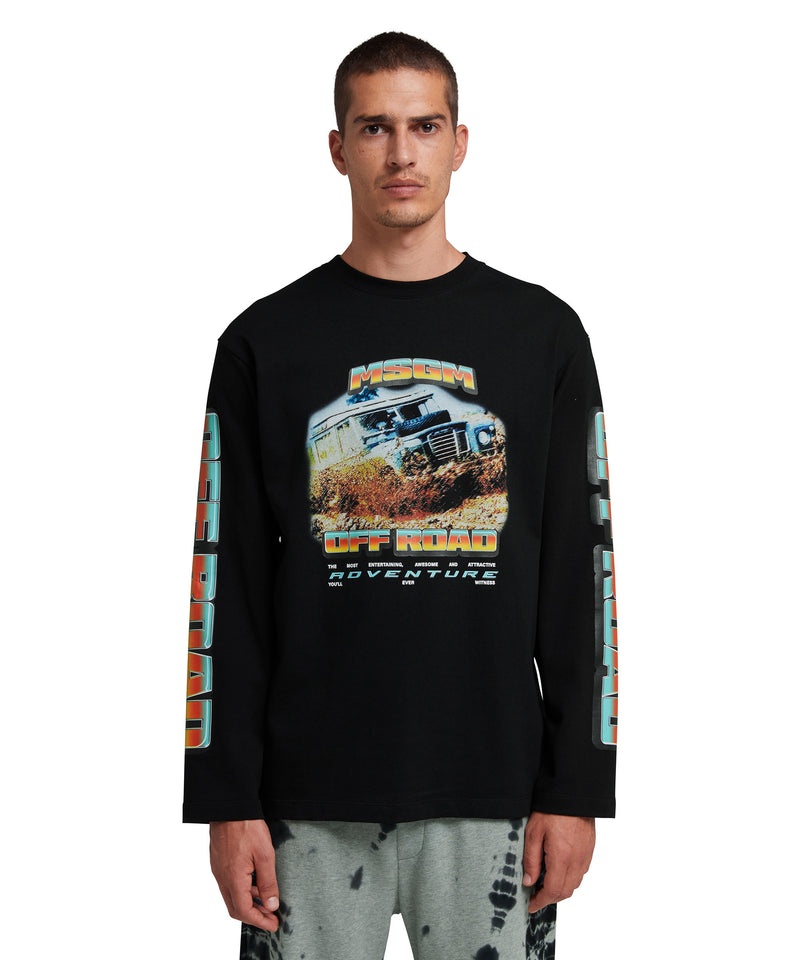 Black MSGM Long Sleeve Off Road Graphic | USA_MSGM26449