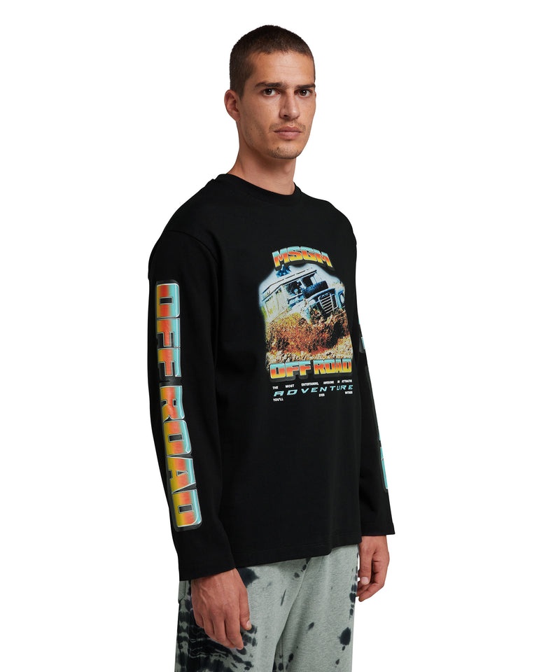 Black MSGM Long Sleeve Off Road Graphic | USA_MSGM26449