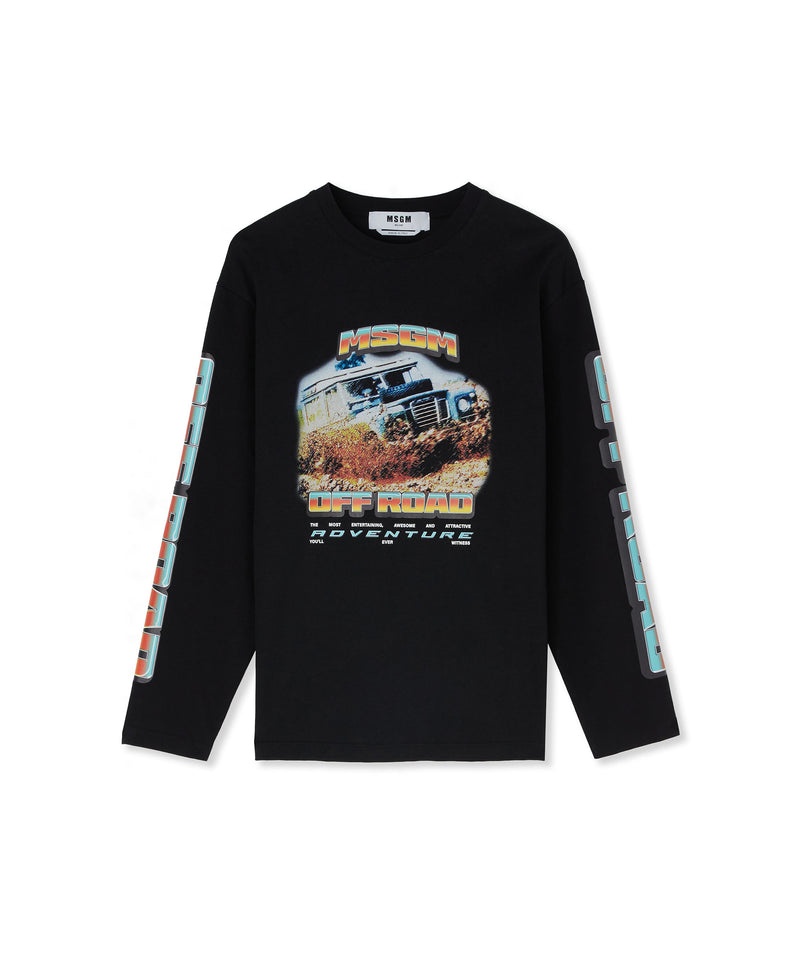 Black MSGM Long Sleeve Off Road Graphic | USA_MSGM26449