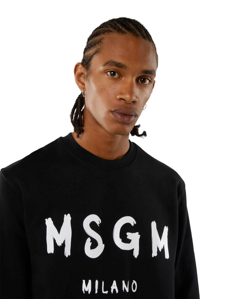 Black MSGM Long Sleeved Cotton Sweatshirt | USA_MSGM19715