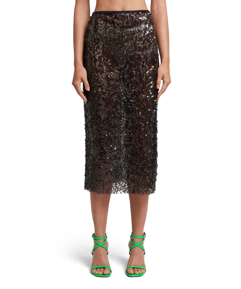 Black MSGM Midi Dress With Sequined Fabric | USA_MSGM38517