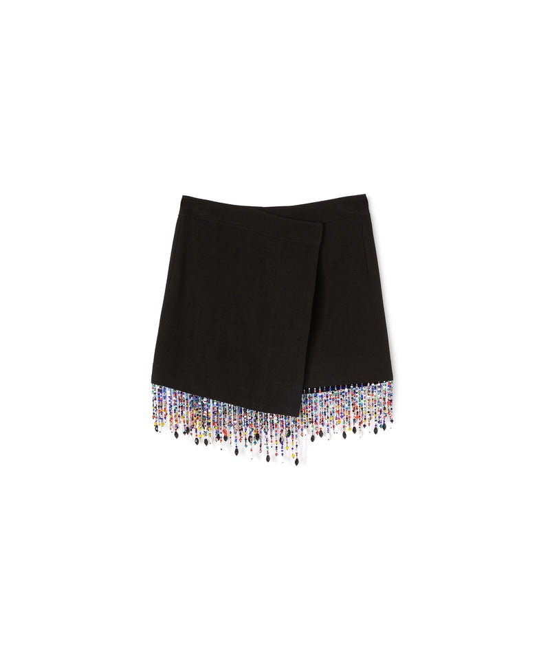 Black MSGM Mini Skirt With Beaded Application | USA_MSGM19300