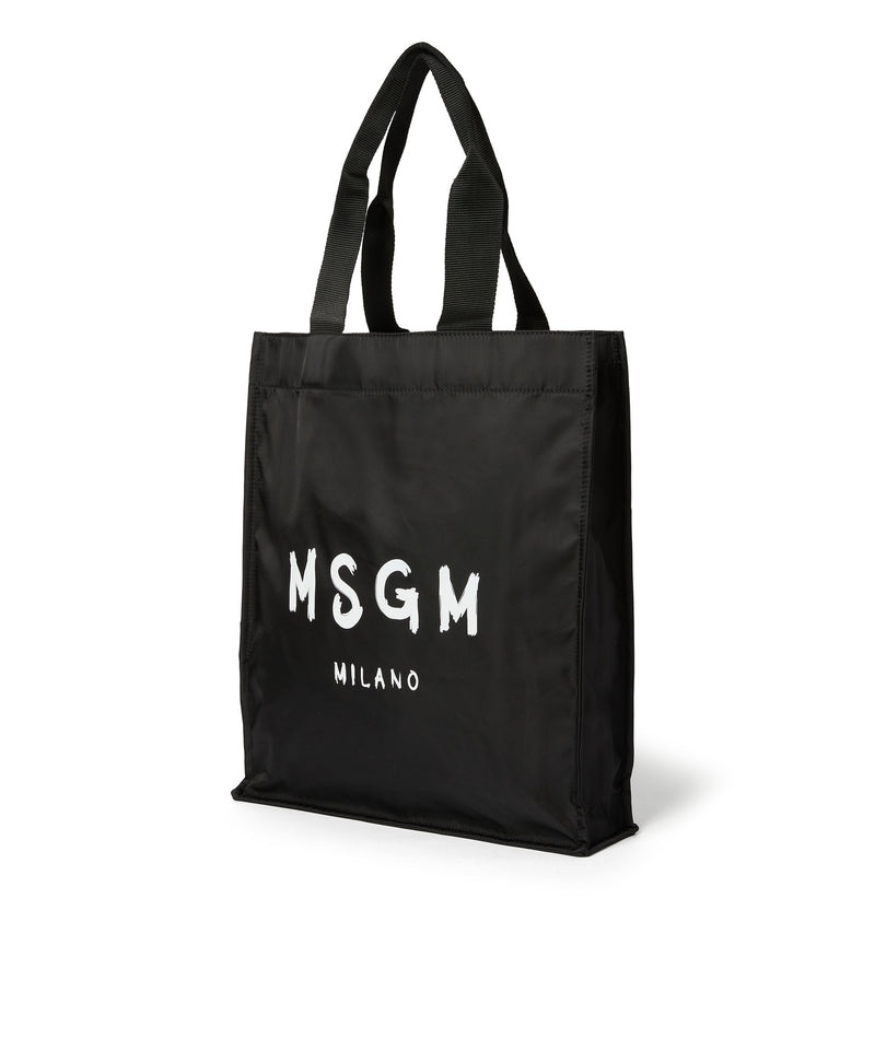 Black MSGM Msgm Signature Nylon Tote Bag With Brush Stroke Logo | USA_MSGM32037