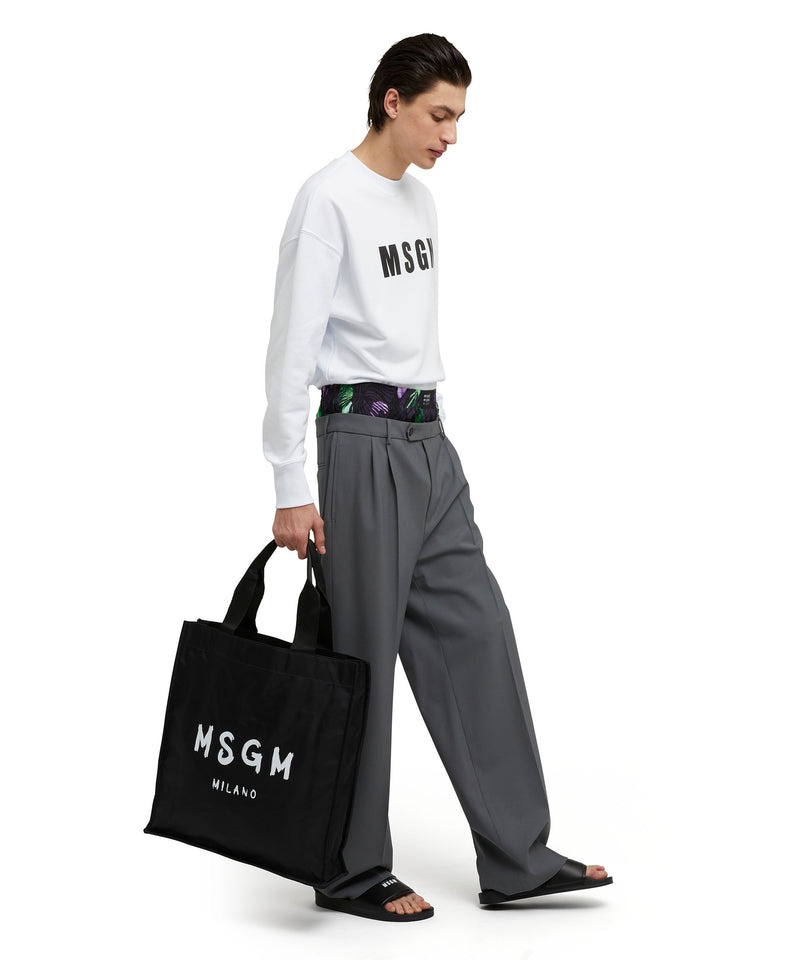 Black MSGM Msgm Signature Nylon Tote Bag With Brush Stroke Logo | USA_MSGM32037