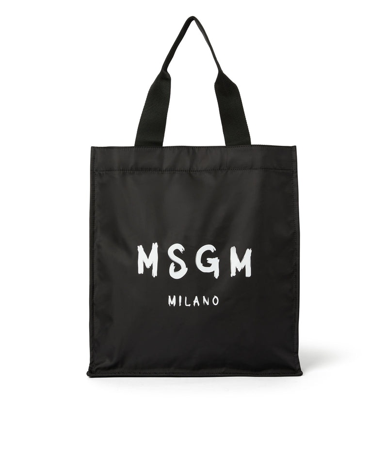 Black MSGM Msgm Signature Nylon Tote Bag With Brush Stroke Logo | USA_MSGM32037