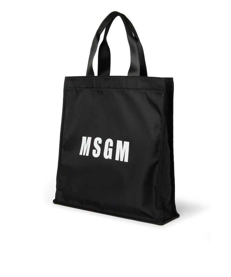 Black MSGM Nylon Tote Bag With Logo | USA_MSGM48245