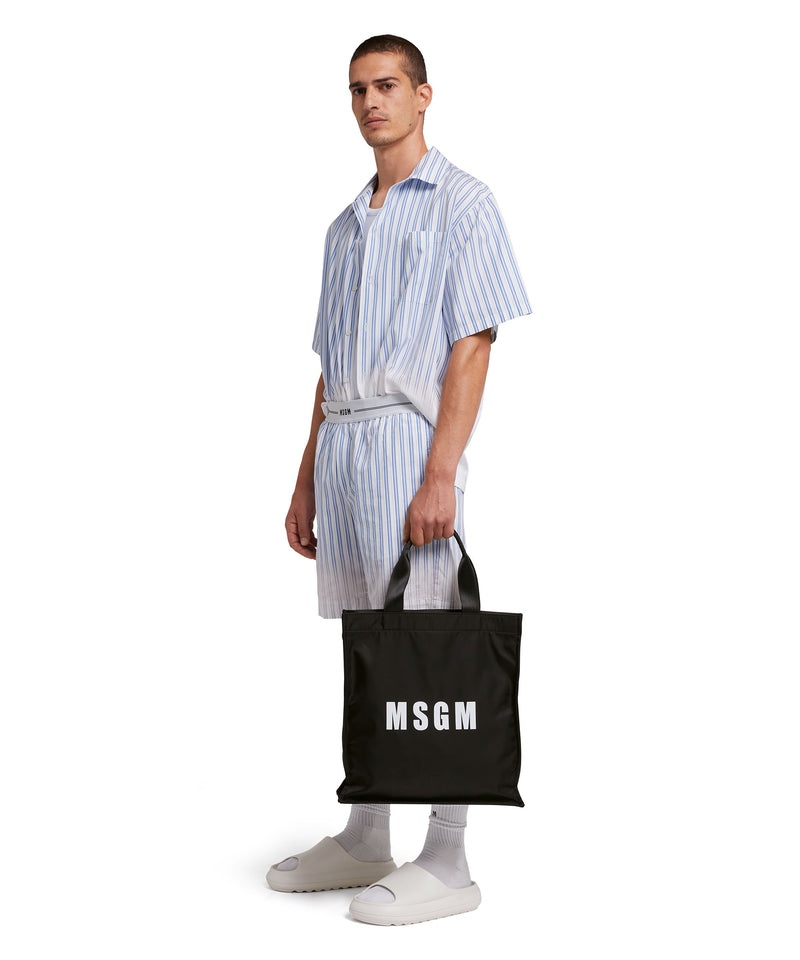 Black MSGM Nylon Tote Bag With Logo | USA_MSGM48245