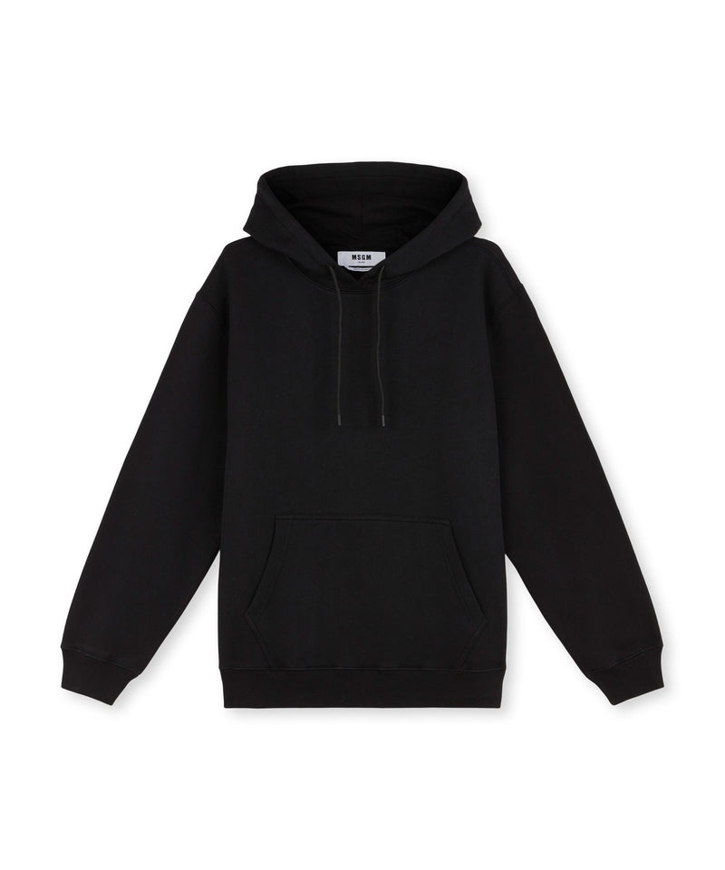 Black MSGM Oversized Sweatshirt With A Maxi Logo Print On The Hood | USA_MSGM78925