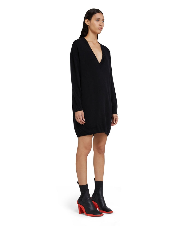 Black MSGM Plain Cashmere Jumper With V-neck | USA_MSGM77846