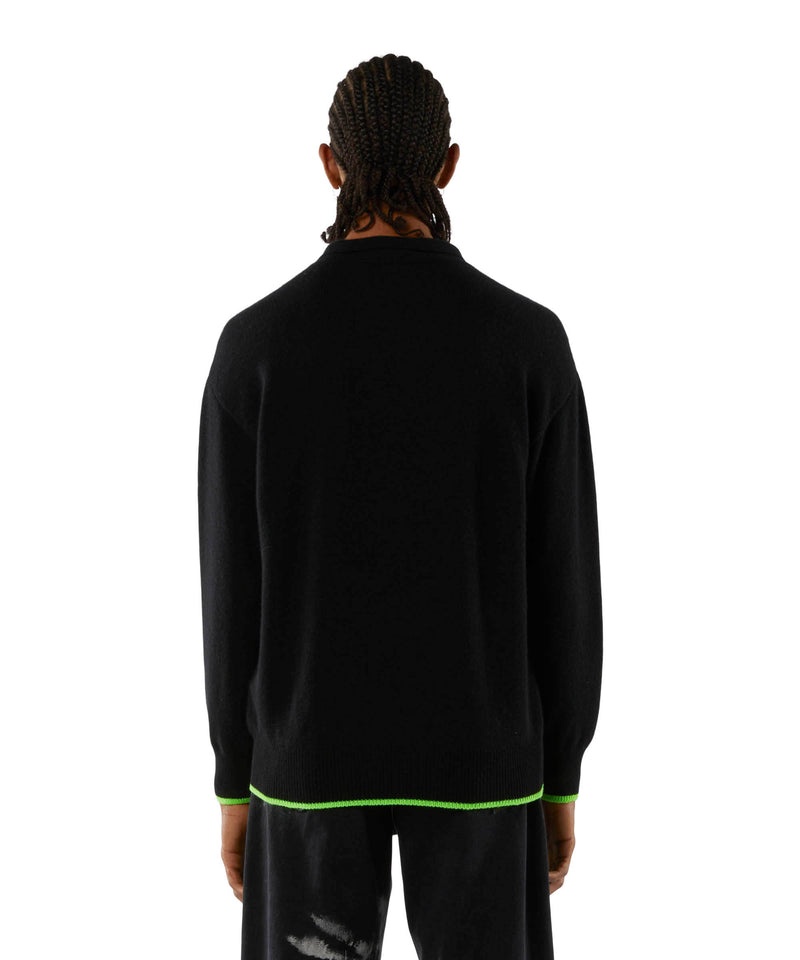 Black MSGM Polo-neck Jumper In Virgin Wool | USA_MSGM67420