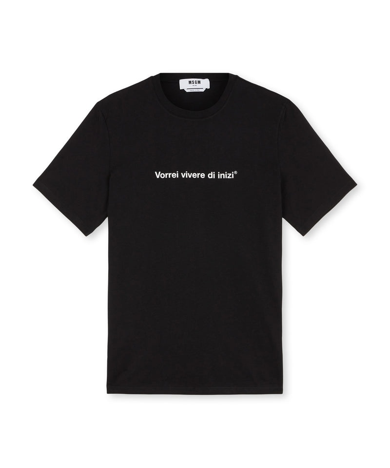 Black MSGM Quote Vorrei Vivere Di Inizi | USA_MSGM42022