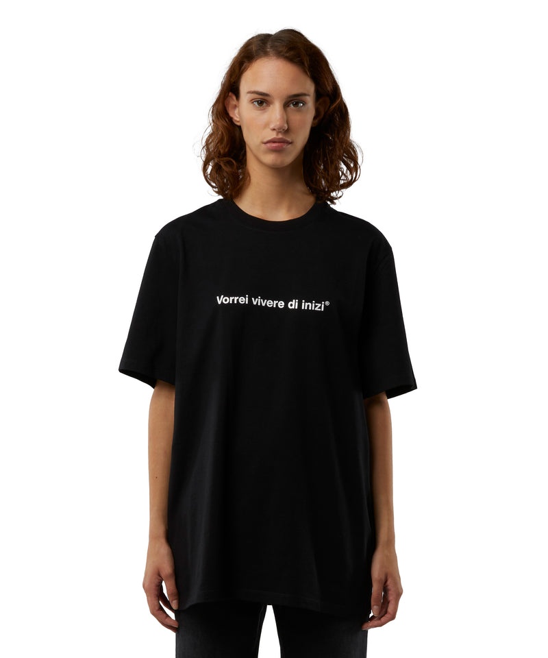 Black MSGM Quote Vorrei Vivere Di Inizi | USA_MSGM42022