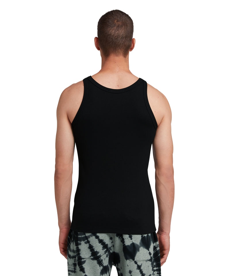 Black MSGM Ribbed Jersey Tank Top With Embroidered Logo | USA_MSGM84555