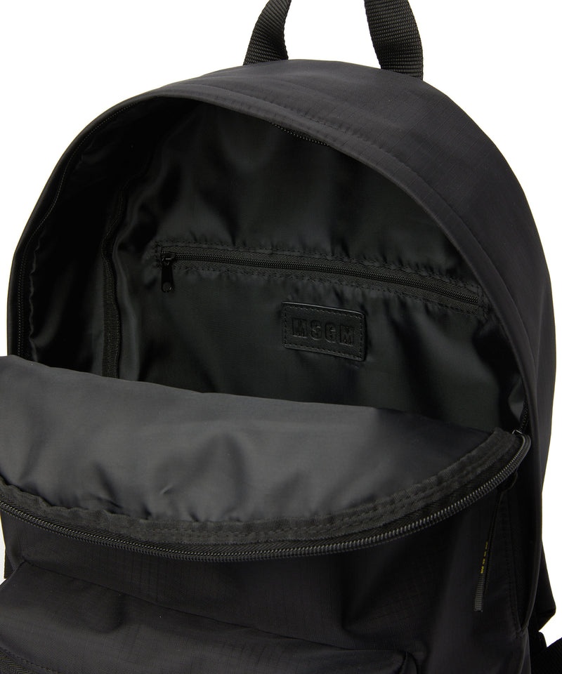 Black MSGM Ripstop Nylon Backpack With Embroidered Logo | USA_MSGM58177