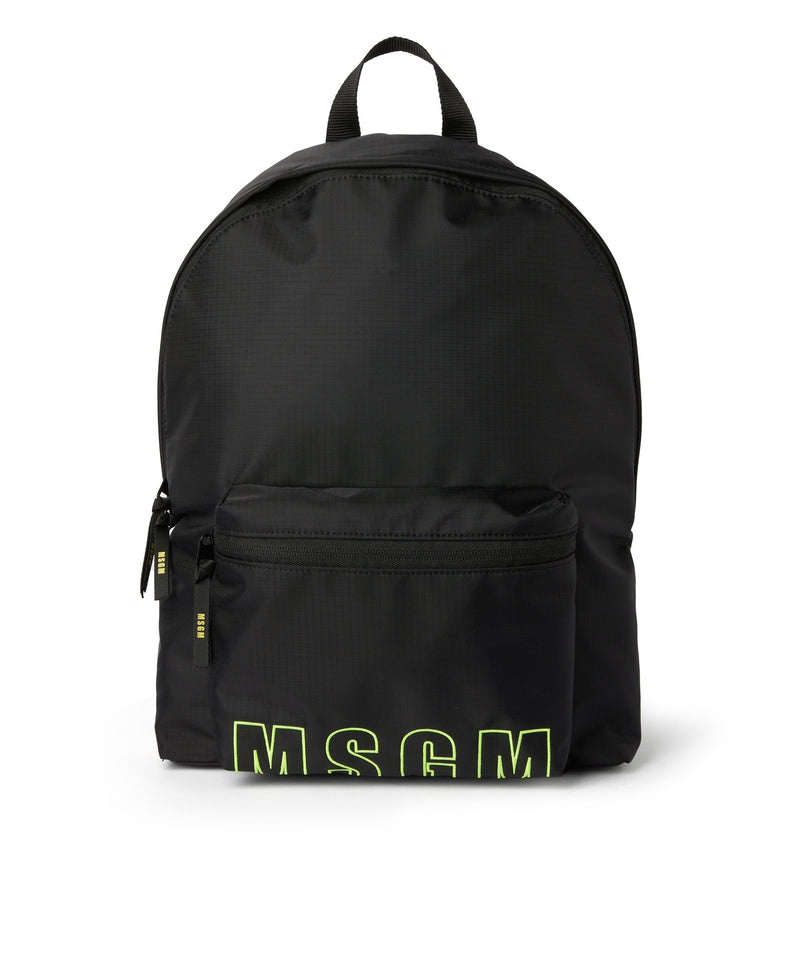 Black MSGM Ripstop Nylon Backpack With Embroidered Logo | USA_MSGM58177