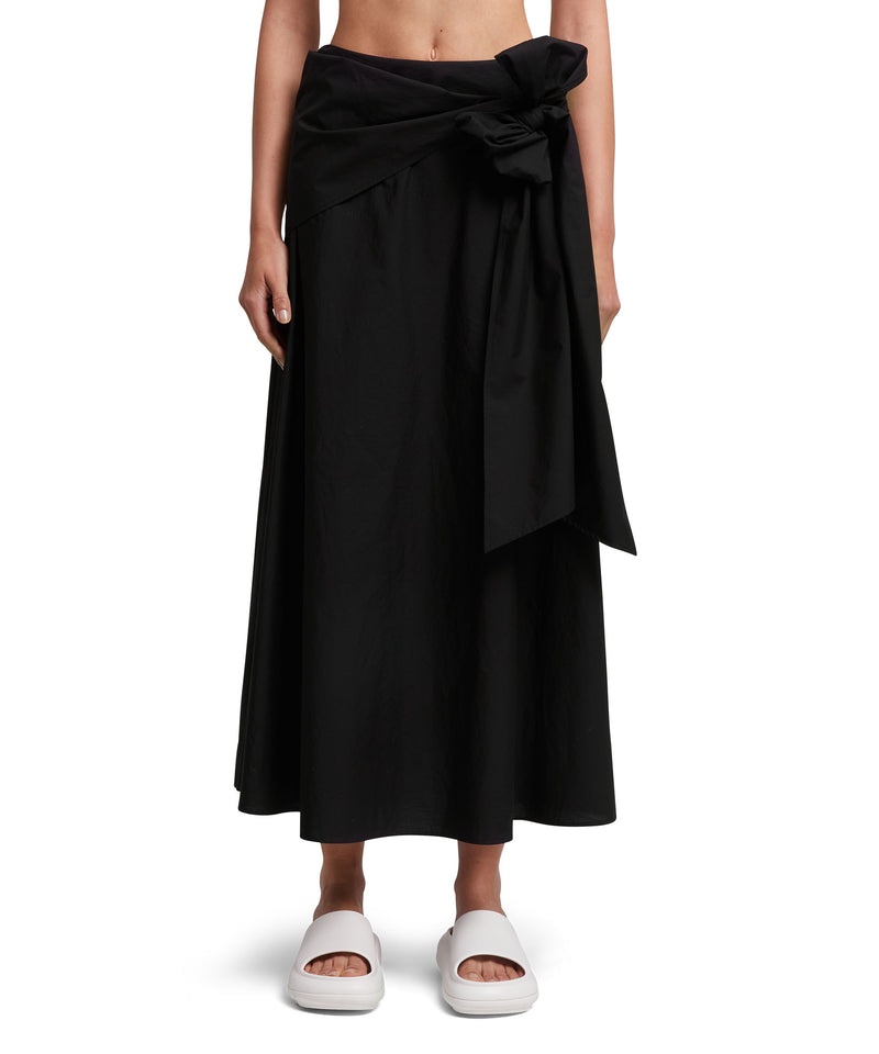 Black MSGM Roomy Poplin Long Skirt With Bow | USA_MSGM12262