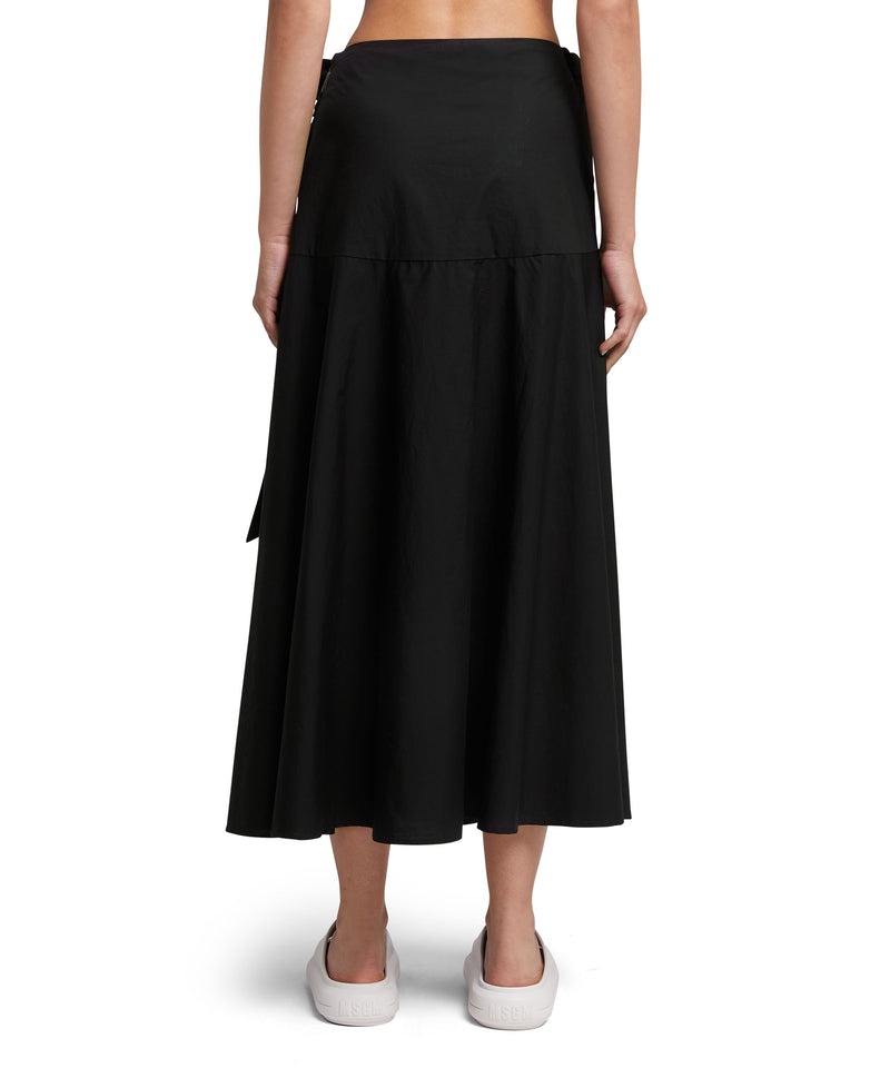 Black MSGM Roomy Poplin Long Skirt With Bow | USA_MSGM12262