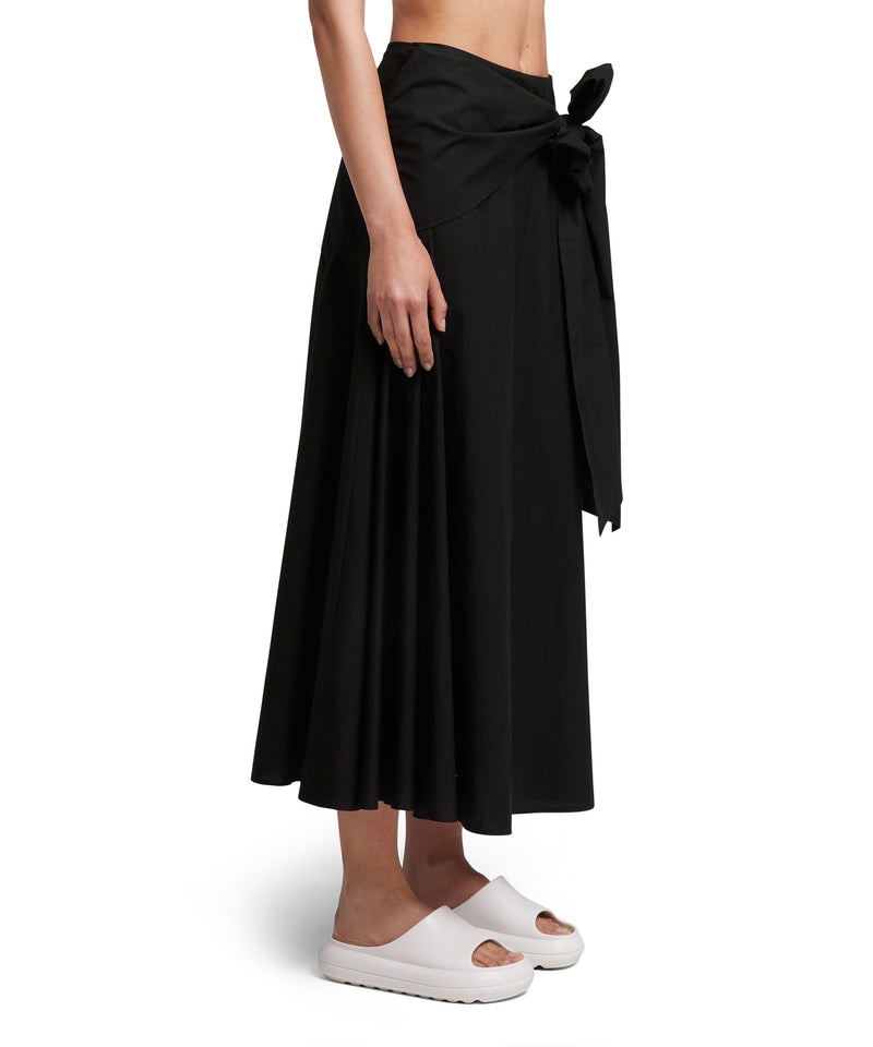 Black MSGM Roomy Poplin Long Skirt With Bow | USA_MSGM12262